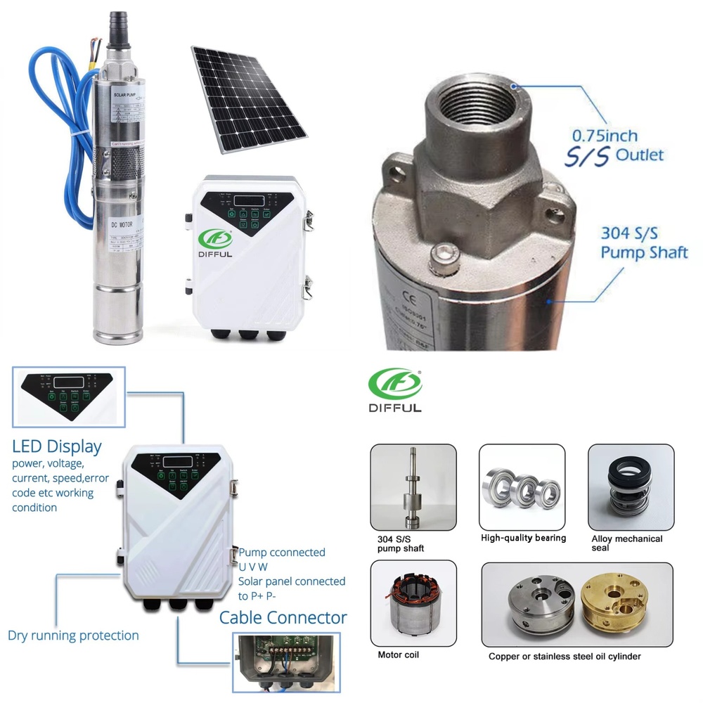 Solar Water Pump 48V Submersible - TengFeiHigh Pressure Submersible Solar Water Pump