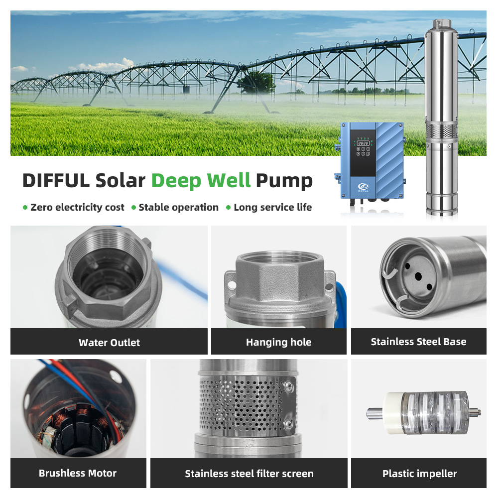 DIFFUL 4 inch 2200W Solar Deep - огляд і ціна Solar Water Pump 2200W 4 Inch